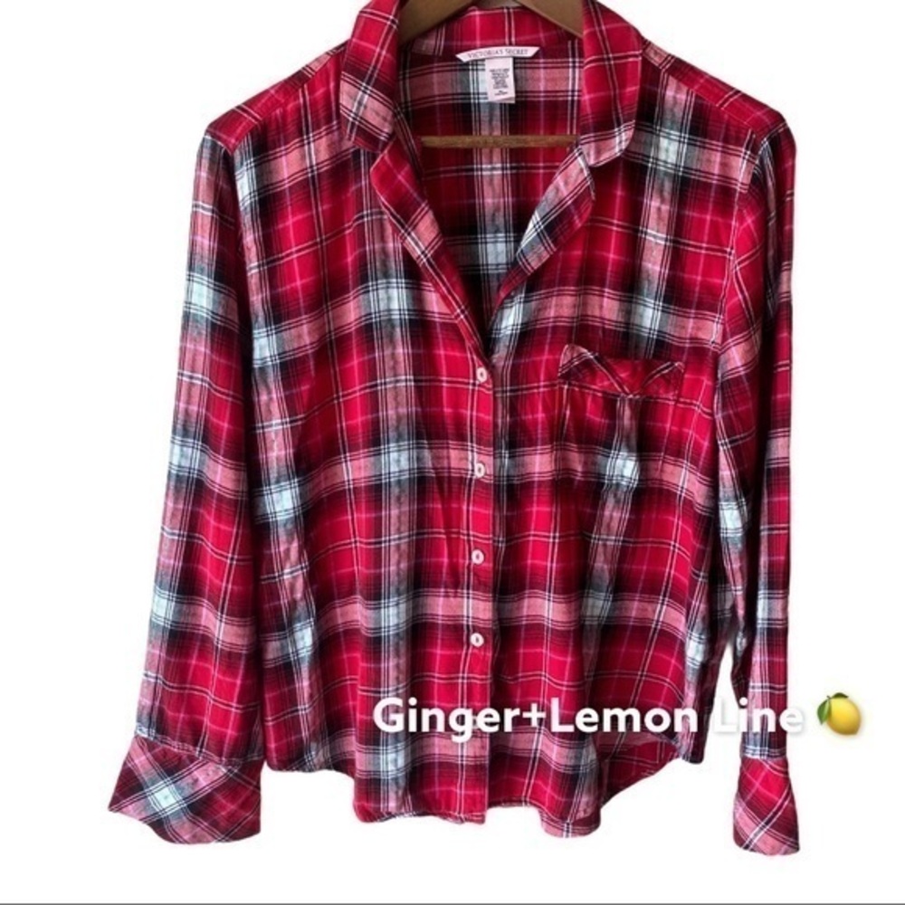 Victoria Secret Flannel Pajama Top Size M